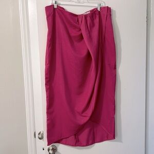 In The Style x Terrie McEvoy wrap midi skirt in pink